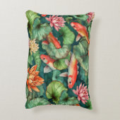 水彩コイと睡蓮アクセント枕 アクセントクッション (裏面(縦))