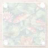 水彩コイと睡蓮ガラスのコースター ガラスコースター (裏面)