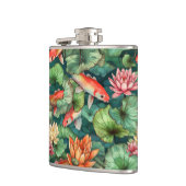 水彩コイと睡蓮スキットル フラスク (左)