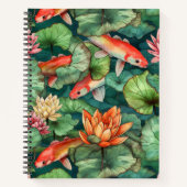 水彩コイと睡蓮スパイラルノート ノートブック (正面)