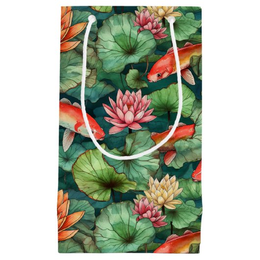 水彩コイと睡蓮スモール抱き枕 スモールペーパーバッグ (正面)