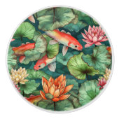 水彩コイと睡蓮セラミックノブ セラミックノブ (正面)