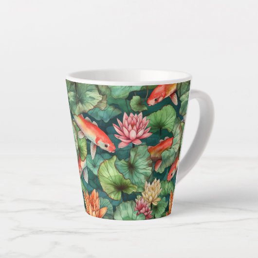 水彩コイと睡蓮ラテマグ カフェラテマグ (右アングル)