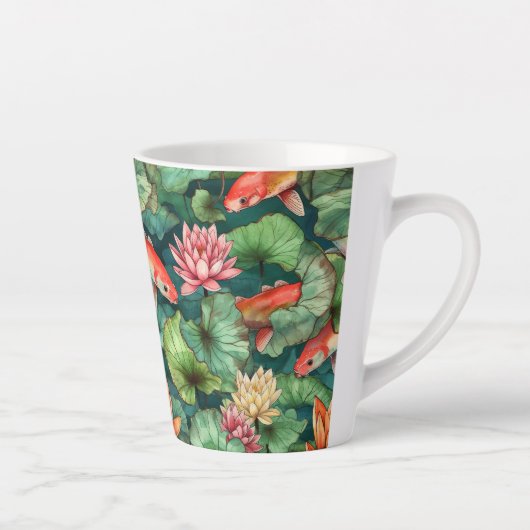 水彩コイと睡蓮ラテマグ カフェラテマグ (右)