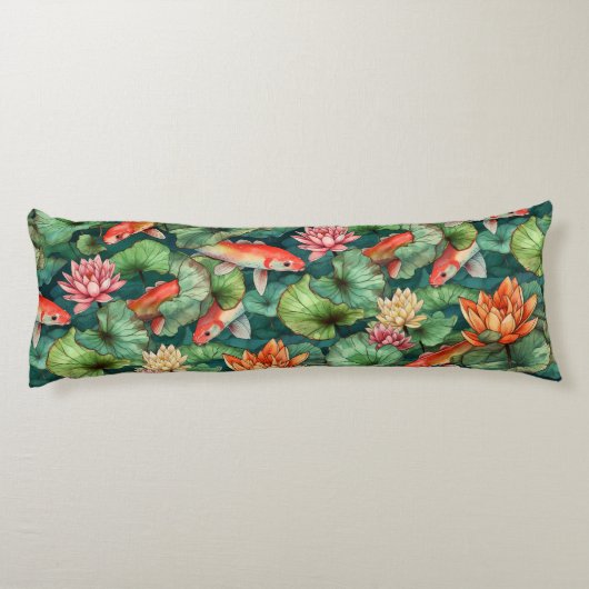 水彩コイと睡蓮抱き枕 ボディピロー (裏面)