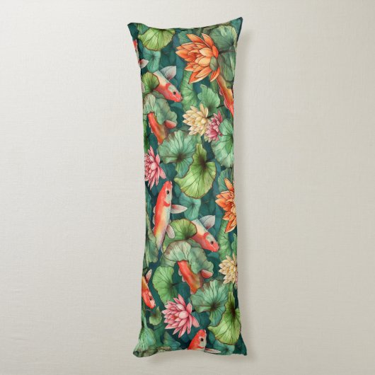 水彩コイと睡蓮抱き枕 ボディピロー (裏面 (縦))