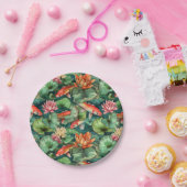 水彩コイと睡蓮紙プレート ペーパープレート (パーティー)