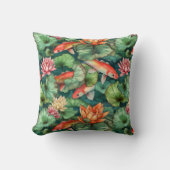 水彩コイと睡蓮装飾用クッション クッション (正面)