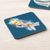 水彩コイフィッシュオンブルーイラストレーション コースター (左側)