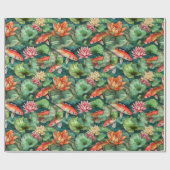 水彩コイ及び睡蓮ラッピング紙 ラッピングペーパー (フラット)