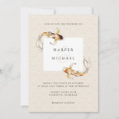 水彩コイ結婚式招待状 招待状 (正面)