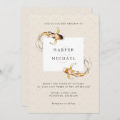 水彩コイ結婚式招待状 招待状 (正面/裏面)