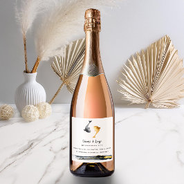 水彩コイ結婚魚 スパークリングワインラベル