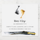 水彩コイ結婚魚 スパークリングワインラベル (シングルラベル)