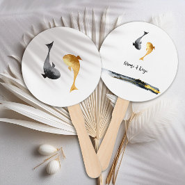 水彩コイ結婚魚 ハンドファン