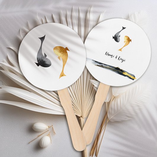 水彩コイ結婚魚 ハンドファン