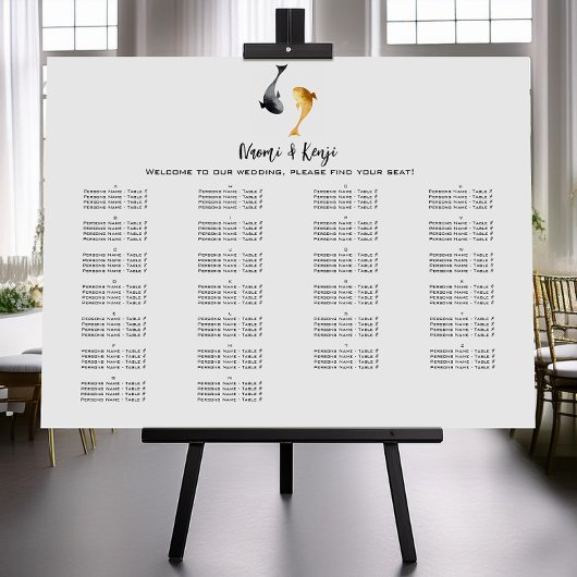 水彩コイ結婚魚 ポスター