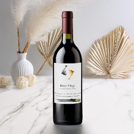 水彩コイ結婚魚 ワインラベル