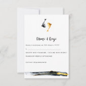 水彩コイ結婚魚 出欠カード (正面)