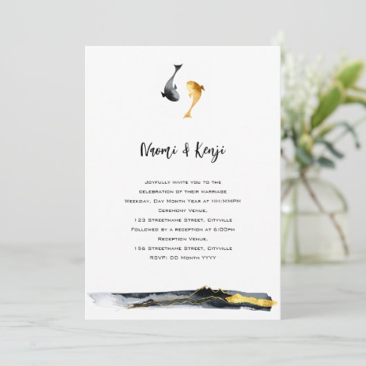 水彩コイ結婚魚 招待状 (スタンド正面)