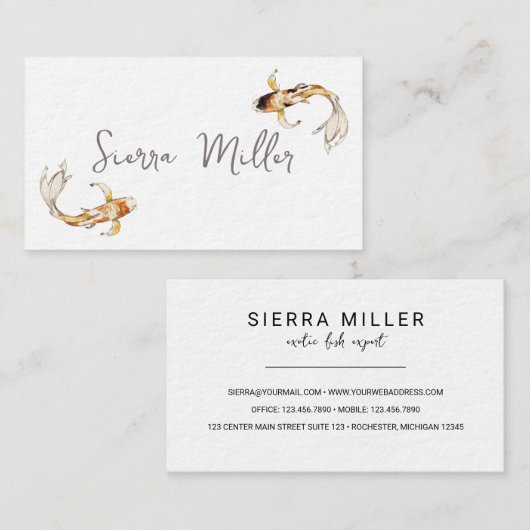 水彩コイ魚の名刺 名刺 (正面/裏面)