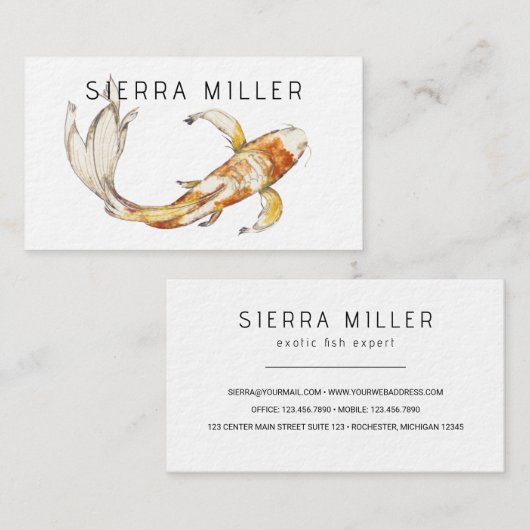 水彩コイ魚の名刺 名刺 (正面/裏面)