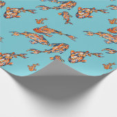 水彩コイ魚の模様の青い包み紙 ラッピングペーパー (角)