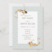 水彩コイ魚の赤ちゃんシャワー招待状 招待状 (正面)