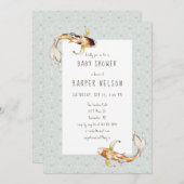 水彩コイ魚の赤ちゃんシャワー招待状 招待状 (正面/裏面)