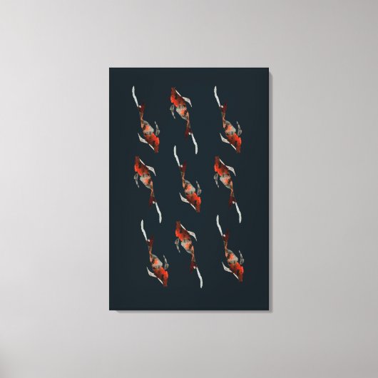 水彩コイ魚イラストレーション キャンバスプリント (正面)