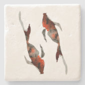 水彩コイ魚イラストレーション ストーンコースター (正面)