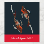 水彩コイ魚イラストレーション ワインラベル (シングルラベル)