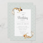 水彩コイ魚誕生会 招待状 (正面/裏面)