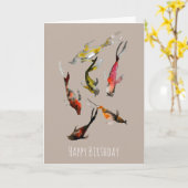 水彩コイ魚赤褐色金ゴールド カード (黄色い花)