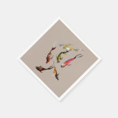 水彩コイ魚赤褐色金ゴールド スタンダードカクテルナプキン (角)