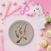 水彩コイ魚赤褐色金ゴールド ペーパープレート (パーティー)