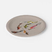 水彩コイ魚赤褐色金ゴールド ペーパープレート (アングル)