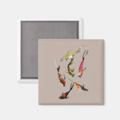 水彩コイ魚赤褐色金ゴールド マグネット (正面/裏面)