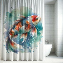 水彩コイ魚 シャワーカーテン