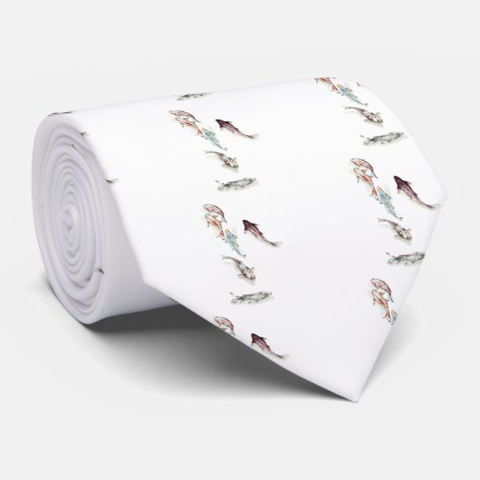 水彩コイ魚 ネクタイ (ロール)