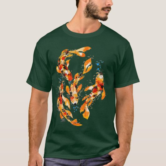 水彩コイ魚 Tシャツ (正面)