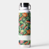 水彩コイ&睡蓮の名前ウォーターボトル ウォーターボトル (背面)