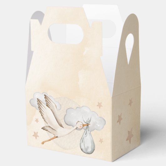 水彩コウノトリ赤ちゃんシャワー フェイバーボックス (オープン)