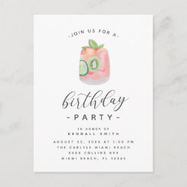 水彩コクテイル ミニマル誕生日パーティー ポストカード