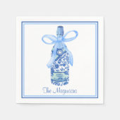 水彩コケッティー シャンパンボトル プレピー カスタム スタンダードカクテルナプキン (正面)