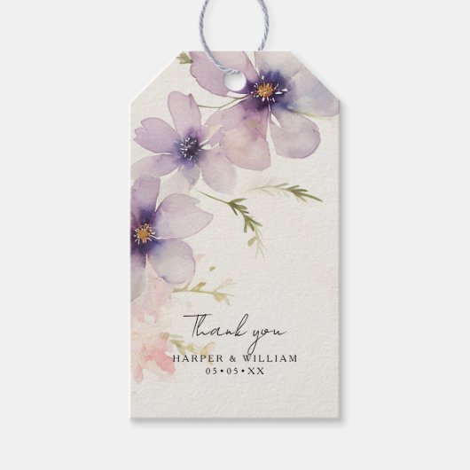 水彩コスモスの花感謝していよ ギフトタグ (正面)