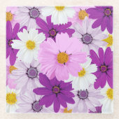 水彩コスモスフラワーコースター ガラスコースター (正面)