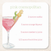水彩コスモポリタンカクテルレシピ スクエアペーパーコースター (正面)