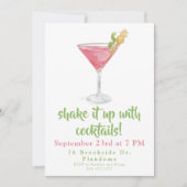 水彩コスモポリタン シェイク イット アップ ウィズ カクテル 招待状 (正面)