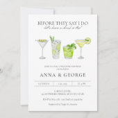 水彩コックテイルパーティーマルガリータウェディングシャワー 招待状 (正面)